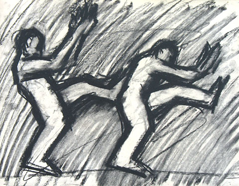 Capoeira I, 2006, charcoal on paper, 24&amp;#215;33 cm