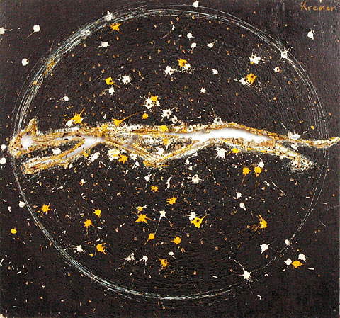 Circle Cat, 1998, oil on wood, 138&amp;#215;147 cm