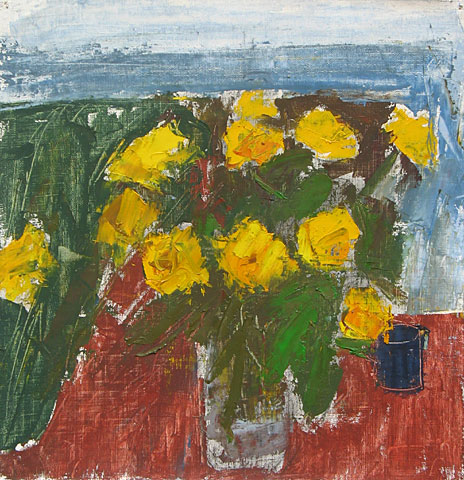 Flowers I, 2001, oil on canvas, 29&amp;#215;28 cm