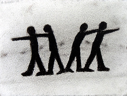 Four Figures II, 1999, charcoal on paper, 22&amp;#215;29 cm
