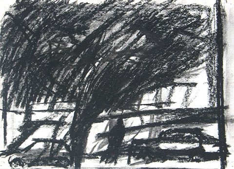 Landscape I, 2006, charcoal on paper, 23&amp;#215;32