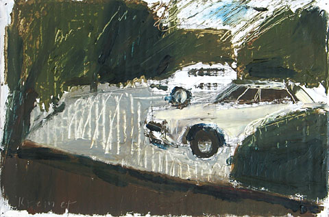 Parking, 2003, oil on cardboard, 21&amp;#215;31 cm