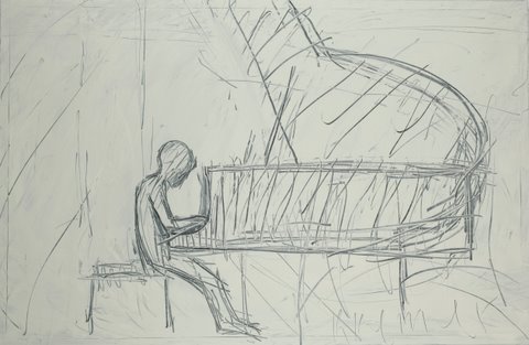 Pianist I 2011, oil on canvas, 160X244 cm