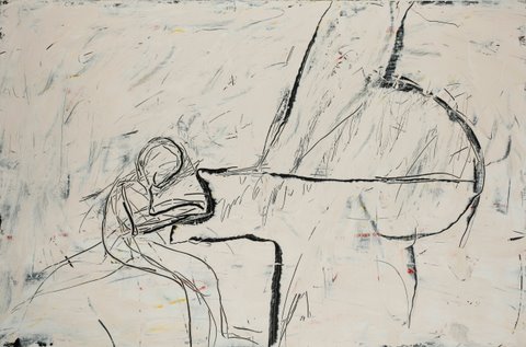 Pianist II 2011, oil on canvas, 160X244 cm