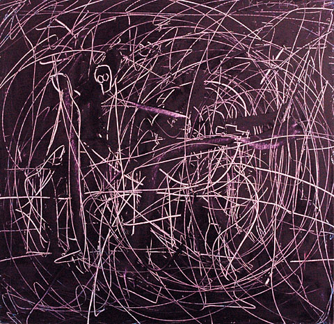 Purple Labyrinth, 2002, oil on canvas, 150&amp;#215;155 cm