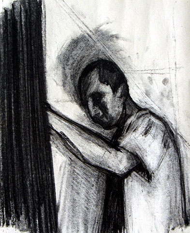 Self Portrait I, 2005, charcoal on paper, 24&amp;#215;20 cm