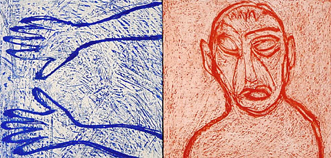 Self Portrait I (Diptych), 2001, etching, 40&amp;#215;76 cm, edition of 12