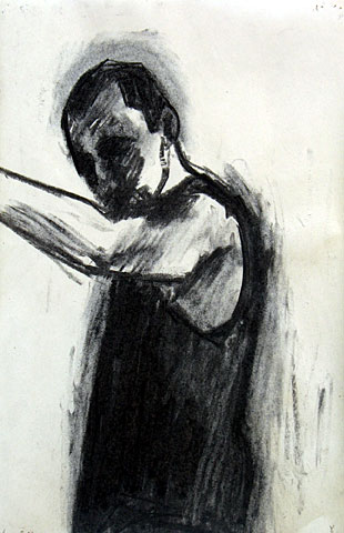 Self Portrait II, 2005, charcoal on paper, 36&amp;#215;24 cm