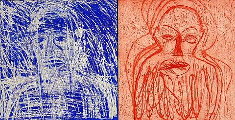 Self Portrait II (Diptych), 2001, etching, 40&amp;#215;76 cm, edition of 12