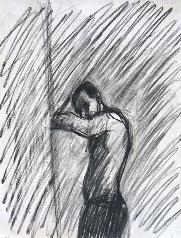 Self Portrait IV, 2005, charcoal on paper, 30&amp;#215;23 cm