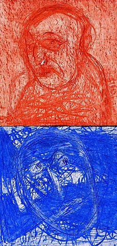 Self Portrait IV (Diptych), 2001, etching, 80&amp;#215;38 cm, edition of 12