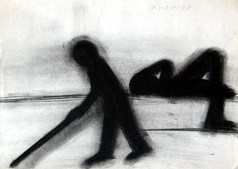 Soldiers, 1999, charcoal on paper, 25&amp;#215;35 cm