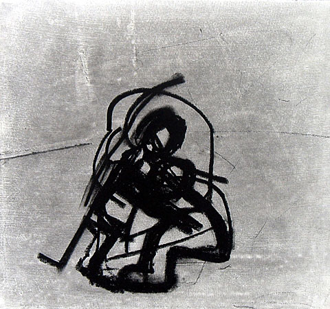 Two Figures II, 2004, charcoal on paper, 26&amp;#215;27 cm