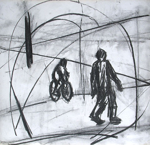 Bicycle I, 2006, charcoal on paper, 47x50 cm